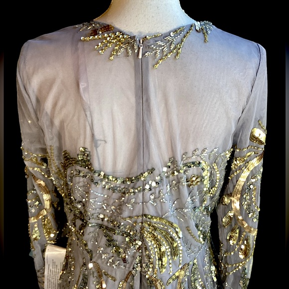 NWT Mac Duggal Illusion Neckline Long Sleeve Beaded Gown. B282 - Picture 8 of 16